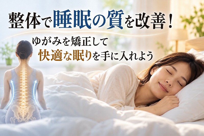 整体で睡眠の質を改善し、体のゆがみを整えて快適な眠りを目指す女性